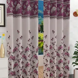 Fresh From Loom Pink Set of 2 Floral Room Darkening Window Curtain-image-60