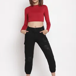 Belliskey Women Black Loose Fit Solid Joggers-picture-30