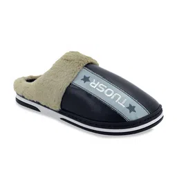 CASSIEY Men Black & Grey Printed Fur Room Slippers-picture-29