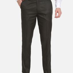 Sam and Jack Men Green Smart Chambray Formal Trousers-picture-22