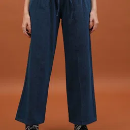 Tokyo Talkies Blue Women Flared Parallel Trousers-picture-29