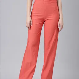 SHOWOFF Women Straight Fit Wrinkle Free Cotton Parallel Trousers-picture-21