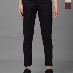 Dollar Missy Women Pack of 3 Smart Slim Fit Wrinkle Free Cotton Trousers-image-24
