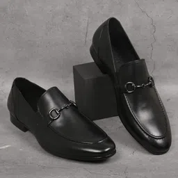 Cobblerz Men Round Toe Leather Slip-On Formal Loafers-image-29