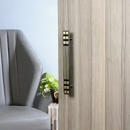 Two Moustaches Gold Toned Textured Brass Door Handle-image-31