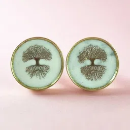 Folkstorys White & Gold-Toned 2 Pieces Embossed Textured Marble Conifer Drawer Knobs-picture-54