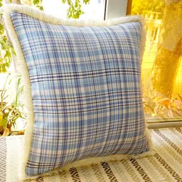 THROWPILLOW Blue & White Checked Cotton Square Cushion Covers-image-39