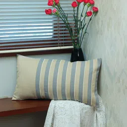 ZEBA Beige & Grey Striped Rectangle Cushion Covers-picture-16