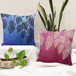 STITCHNEST Set of 2 Blue & Mauve Ethnic Motifs Square Cushion Covers-image-87