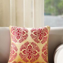 Pure Home and Living Yellow & Red Embroidered Square Cushion Cover-picture-33