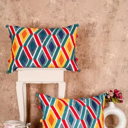 SHADES of LIFE Set of 2 Embroidered Rectangle Cushion Covers image 1