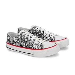 CROWCIA LONDON Men Printed Round Toe Lightweight Canvas Sneakers-picture-16
