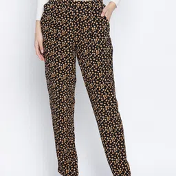 Oxolloxo Women Brown Printed Trousers-image-15