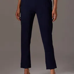 W Women Blue Slim Fit Trousers-picture-49