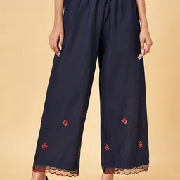 RANGMANCH BY PANTALOONS Women Mid Rise Floral Printed Cotton Trousers-picture-29