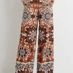 Koton Women Floral Printed Mid-Rise Cotton Plain Trousers-image-57