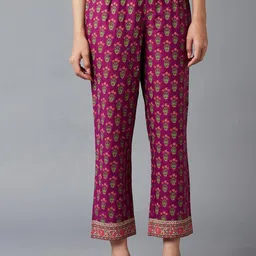 W Women Floral Printed Cotton Trousers-image-74
