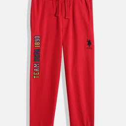 U.S. Polo Assn. Kids Boys Red Brand Logo Applique Pure Cotton Joggers-picture-13