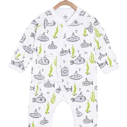 The Mom Store Infants Kids White & Grey Printed Pure Cotton Rompers-picture-40
