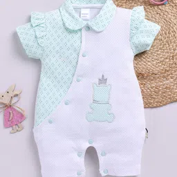 Moms Love Infant Girls Printed Cotton Rompers with Applique Detail-picture-15