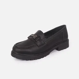 DressBerry Women Black Heeled Horsebit Loafers image 2