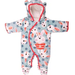 Baby Moo Infants Kids Blue & White Printed Romper image 3