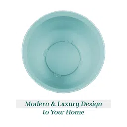 Kuber Industries Blue & Grey 4 Pieces Striped Flower Pot Planters With Tray image 3