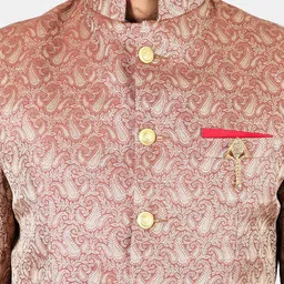 Wintage Men Brown Printed Bandhgala Blazers image 2