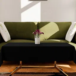 Kuber Industries Black Jute Fabric Coffee Table Cover image 2