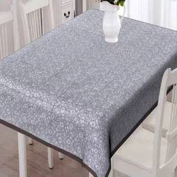 INDHOME LIFE Grey & White Printed Pure Cotton 6 Seater Table Covers image 2