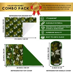 E-Retailer 6 Pieces Green Printed Refrigerator Covers image 3