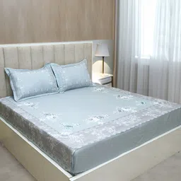 GAPU & BALY Grey Floral Printed 120 TC King Bedsheet with 2 Pillow Covers image 5