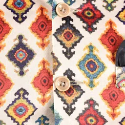 PRINTCULTR Mandarin Collar Straight Pure Silk Kurta With Trousers & Nehru Jacket image 2