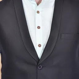 PRINTCULTR Band Collar Pure Cotton Straight Kurta With Pyjamas & Nehru Jacket image 2