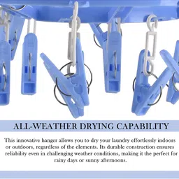 Kuber Industries Pink & Blue 2 Pieces Textured 16 Clips Cloth Hangers image 2