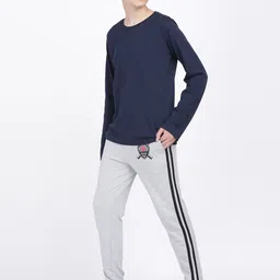 MTB Boys Grey Solid Slim Fit Joggers image 2