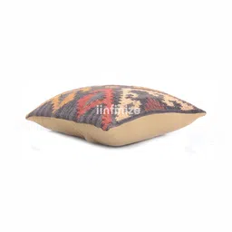 iinfinize Black & Brown Abstract Printed Square Kilim Cushion Cover image 2