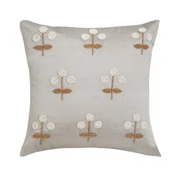 Alina decor Grey & Off-White Set of 2 Embroidered Square Cushion Covers image 2