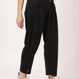 BAESD Women Relaxed Loose Fit Low-Rise Cotton Easy Wash Pleated Regular Trousers image 5