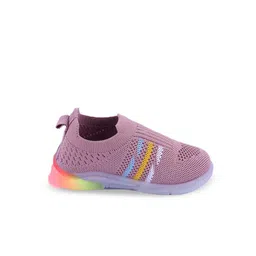 NEOBABY Kids Striped First Walking LED Lightweight Slip-On Sneakers image 4