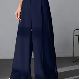 BROADSTAR Women Smart High-Rise Easy Wash Parallel Trousers image 3