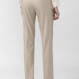Van Heusen Men Cream-Coloured Solid Slim Fit Formal Trouser image 5