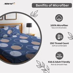 AMRANGE Blue & Grey Geometric 250 TC King Bedsheet with 2 Pillow Covers image 3