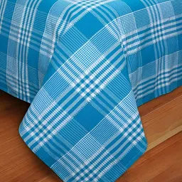 Airwill Blue Geometric Printed Cotton 104 TC Queen Bedsheet With 2 Pillow Covers image 2