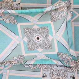 Aura Sea Green And Grey Geometric Printed 144 TC Queen Bedsheet Set 2.29 m x 2.54 m image 5