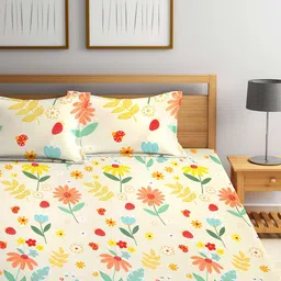 KLOTTHE Floral 210 TC Polycotton 2 Double Bedsheet with 4 Pillow Covers image 3