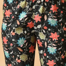 KALINI Floral Printed V-Neck Straight Kurta with Trousers image 3