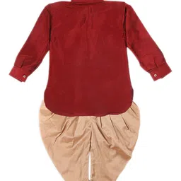 VASTRAMAY Boys Maroon & Gold-Toned Kurta With Dhoti Pants image 4