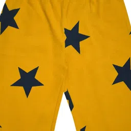a.t.u.n. A T U N Girls Mustard & Blue Printed Pure Cotton Ruffles Trousers image 2