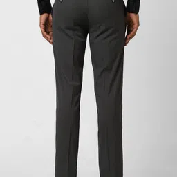 Peter England Men Plain Flat-Front Slim Fit Formal Trouser image 3